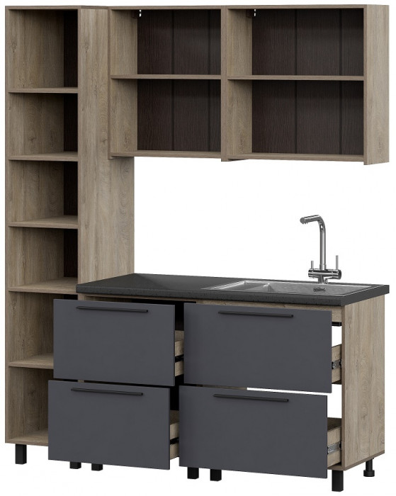 Кухня Этна 1.7 м. Комплект 1, софт графит