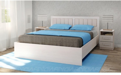 КЭТ-6 Кантри Кровать 140 с мягким щитком, под ортопедическое основание (Бодега белая / Сандал)