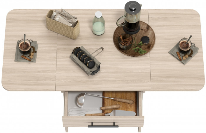 Стол обеденный раскладной с ящиком 6-02.120ТМяс.св, ясень шимо светлый