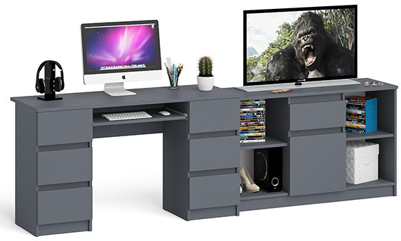 Мори компьютерный стол МС-2 + Тумба МТВ1204.1, графит