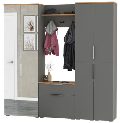 Октава Прихожая 29, серый графит/дуб крафт золотой/фасады МДФ серый графит