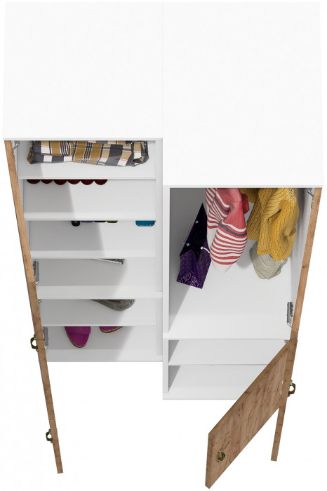 Лидер-8 Модуль Пенал МД 22Б + Пенал МД 23Б, цвет белый шагрень/крафт золото, ШхГхВ 80х50х190 см., универсальная сборка