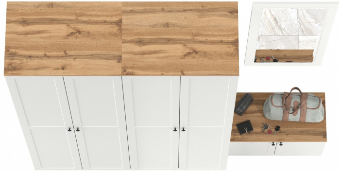 Остин Прихожая 30, белый шагрень/дуб крафт золотой