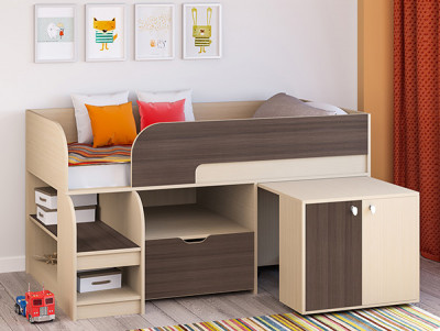 Кровать чердак Астра 9 V9 Дуб молочный/Дуб Шамони