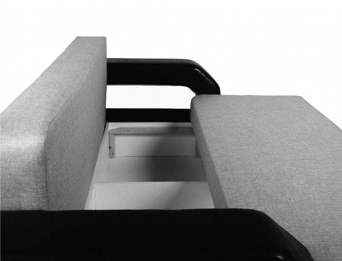 Диван еврокнижка Манчестер с подсветкой,  160 рогожка серая/экокожа черная