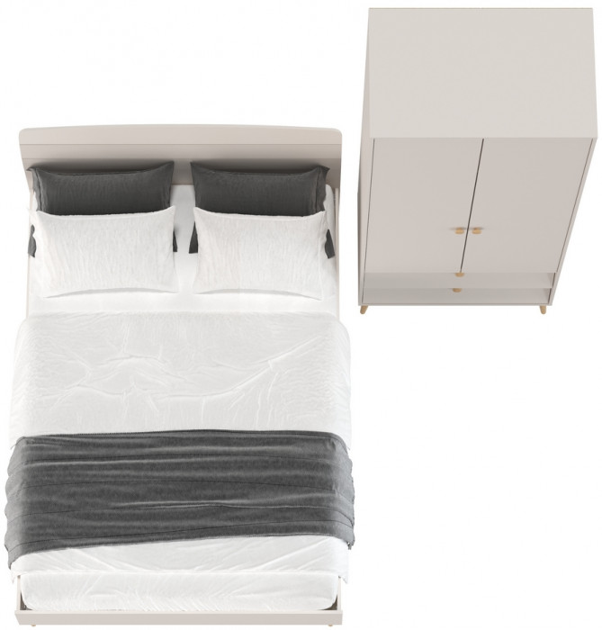 Афина Спальня Кровать 1400 + Шкаф 2-х дверный, кашемир серый