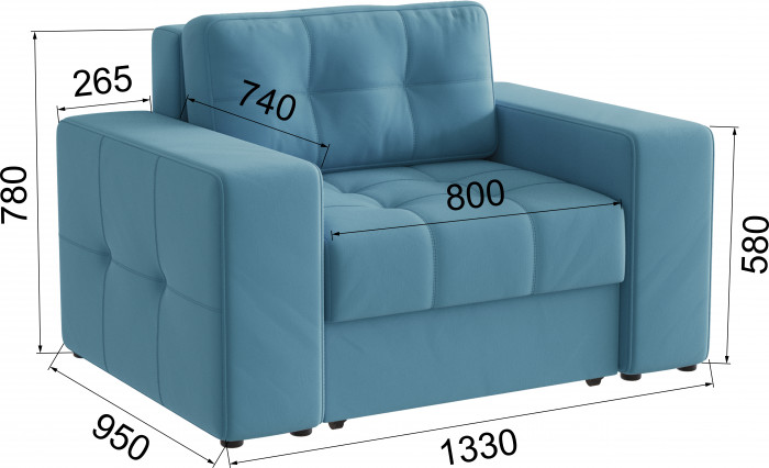 Кресло-кровать Верден, Светло-голубой