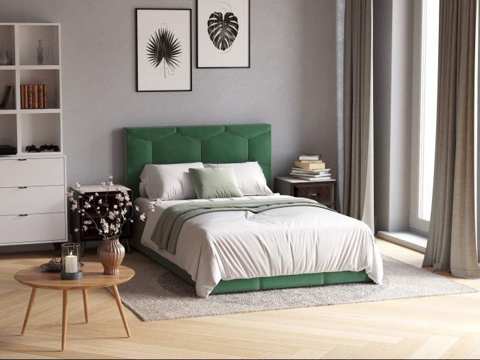 Манука Кровать интерьерная 120 изумруд, ПМ