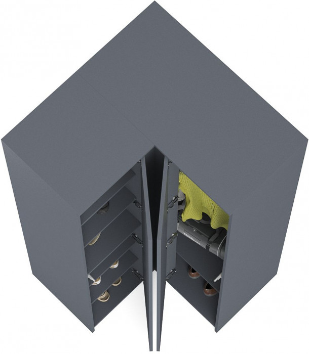 Мори Шкаф угловой МШУ960.1, цвет графит, ШхГхВ 96,4х96,4х209,6 см.