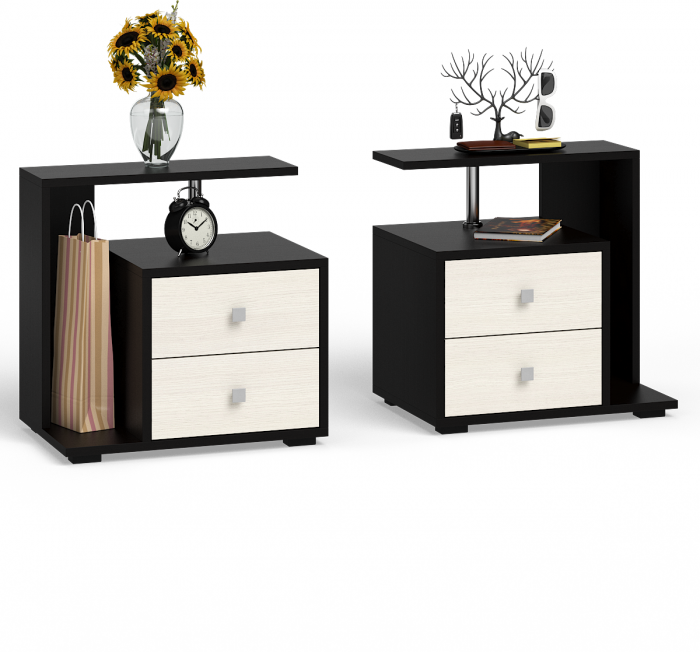 Камелия Кровать с ящиками 1400 + две тумбы, венге/дуб лоредо