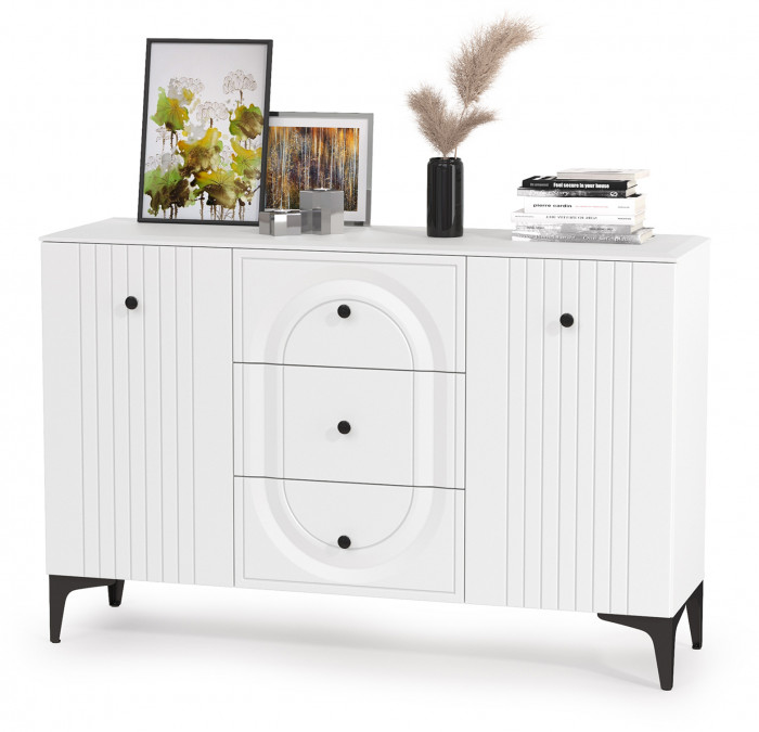 Валенсия Гостиная № 094, цвет ЛДСП белый шагрень/МДФ белый шагрень, ШхГхВ 188,2х38,4х225,2 см., универсальная сборка