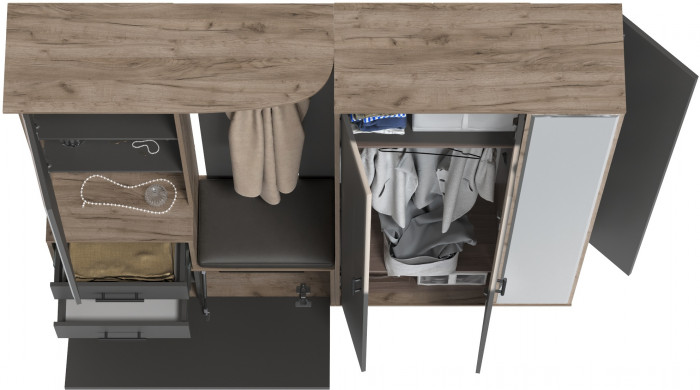 Прихожая Домино 5, дуб крафт табачный/графит