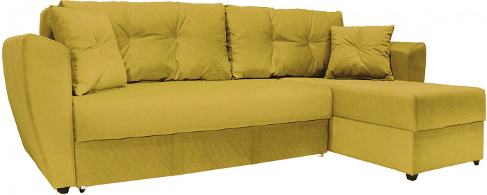 Диван-еврокнижка угловой Амстердам Люкс, 160х200, велюр желтый