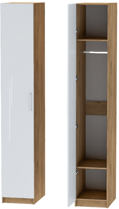 Шкаф-пенал №1 "Иннэс-7" - Крафт золотой/Белый глянец