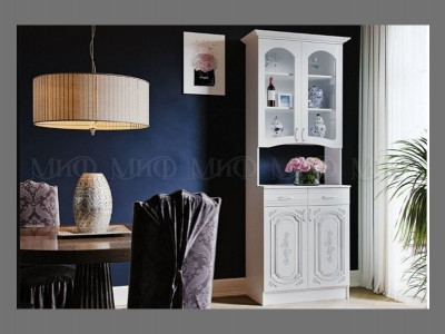 Буфет Лиза 2 двухстворчатый, белый/белый глянец