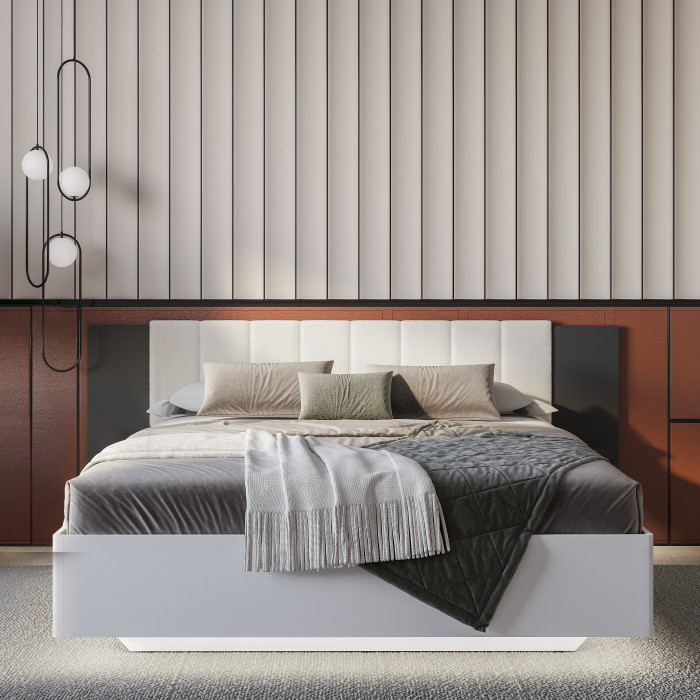 Кровать Шарм КР-18 160х200, настил,Графит, Белый