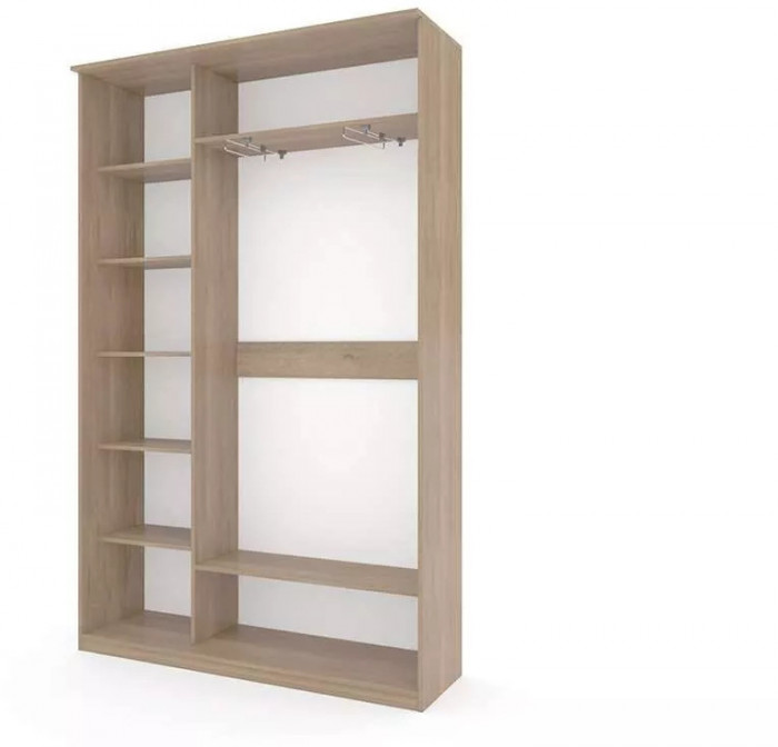 Шкаф купе Модерн 1490х450 2-х дверный 2-х секционный зеркальный с пескоструем №1 ясень