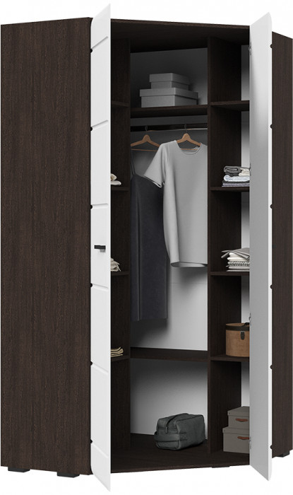 ЛИБЕРТИ ШК 06 Шкаф угловой 1060 (1060х2100х1060) Фасад МДФ БЕЛЫЙ ГЛЯНЕЦ/Корпус ВЕНГЕ