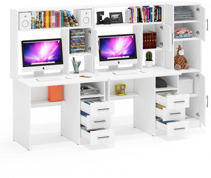 С-МД-СК9 Компоновка № 04, цвет белый шагрень, ШхГхВ 247х70х160 см., НЕ универсальная сборка