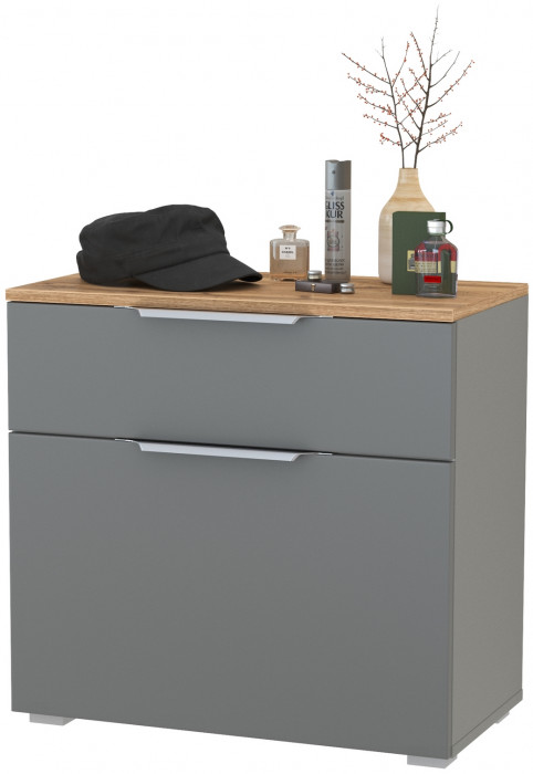 Октава 16.127 Тумба для обуви, серый графит/дуб крафт золотой/фасады МДФ серый графит
