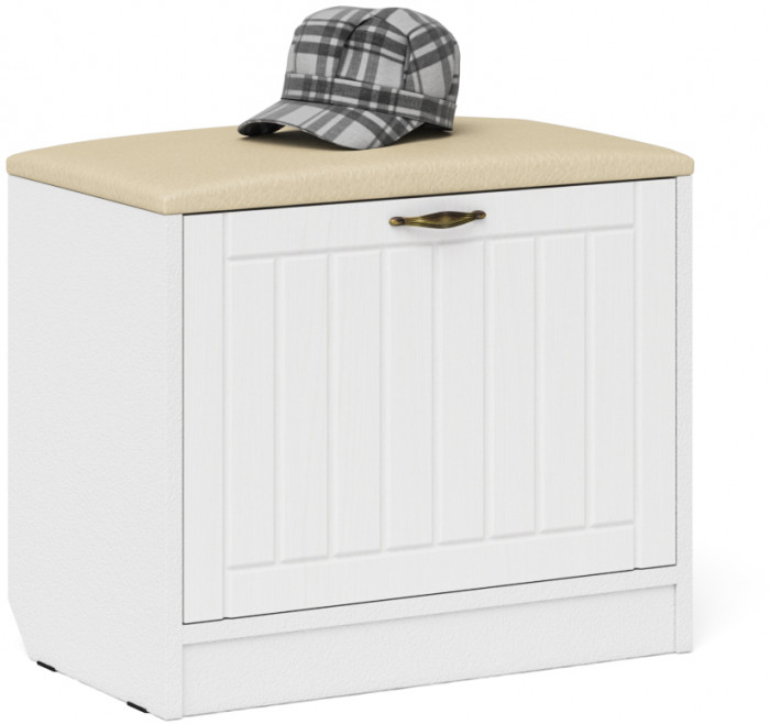 Прихожая П-6 Компоновка № 26, белая шагрень/фасады МДФ белое дерево фрезеровка прованс