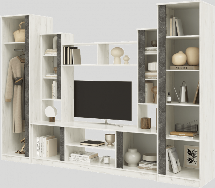 Гостиная Атлантида 5 (Крафт белый / Бетон темный)