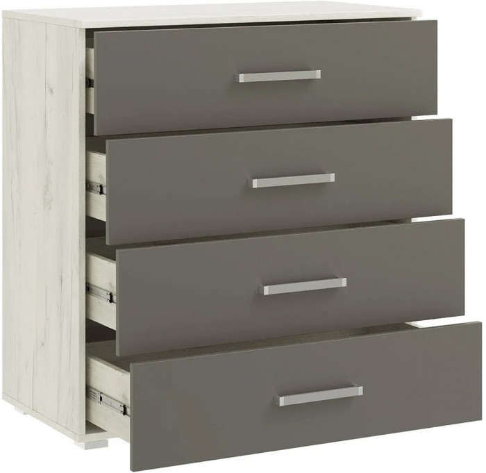 Фиеста NEW Комод 4 ящика (800) (Дуб крафт белый/Графит)