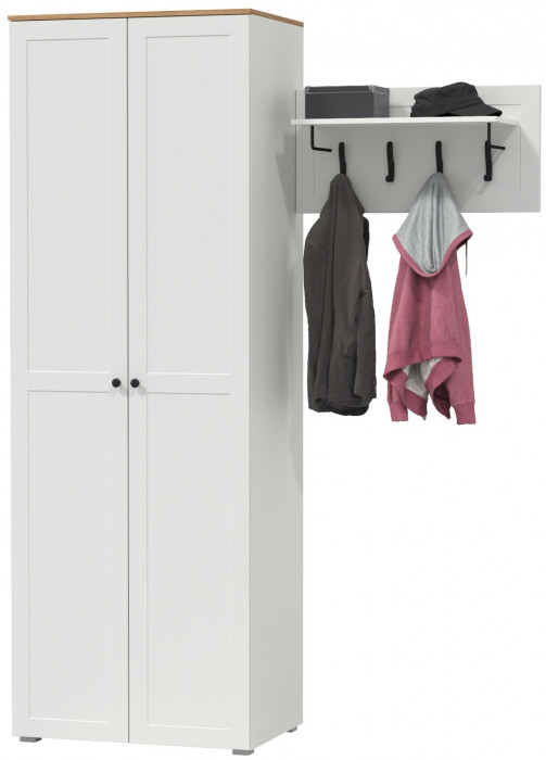 Остин Прихожая 08, цвет белый шагрень/дуб крафт золотой, ШхГхВ 159,7х54,3х229,6 см., универсальная сборка