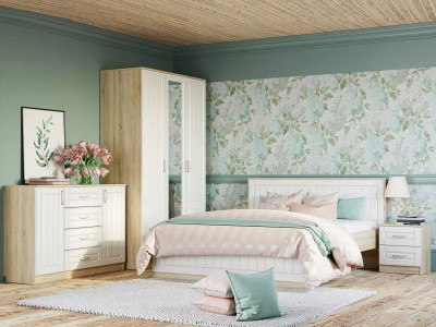 Спальня Оливия комплектация 2 Дуб Сонома/белое дерево