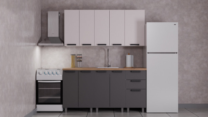 МК Аленушка Н 800 Лаванда Сталь, скоба черный (со столешницей)