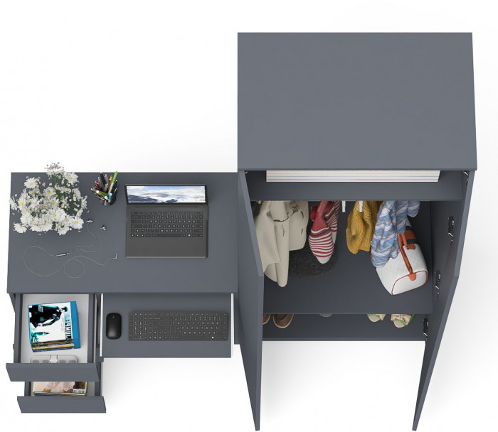 Мори Стол компьютерный МС-6 левый + Шкаф МШ800.1, цвет графит, ШхГхВ 170,4х50,4х209,6 см., выдвижные ящики слева, НЕ универсальная сборка