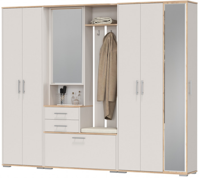 Прихожая Домино 6, дуб крафт золотой/кашемир серый