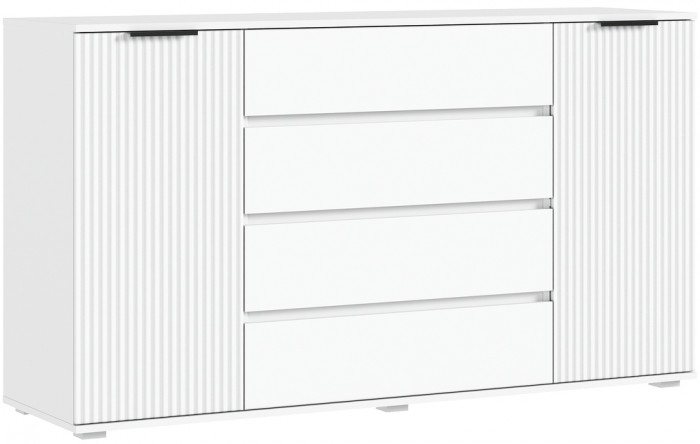 Марвэл Комод 2 двери 4 ящика ш.1600, Белый/Браш белый
