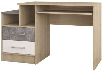 Колибри-лофт Стол письменный дуб сонома/ателье светлое+акрил белый