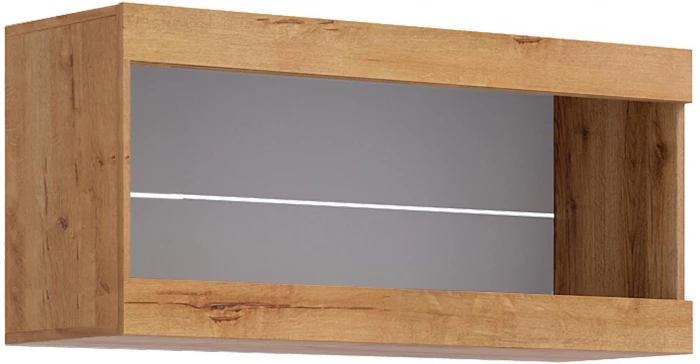 Прага Шкаф навесной Дуб Вотан/Черный глянец