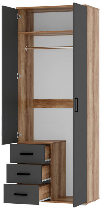 Шкаф 2-х створчатый "Вегас" ШК-03 дуб каньон/графит