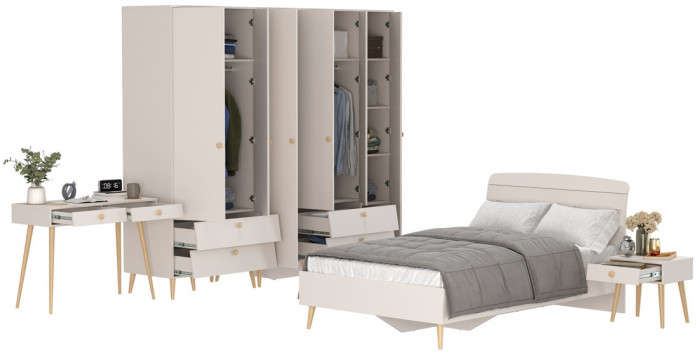 Афина Спальня 40-1200, цвет кашемир серый, сп.м. 1200х2000 мм., б/м, основание есть - фанера