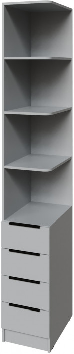 Угловое завершение Мадрид (0,35) с 4 ящ. правое, Камень серый