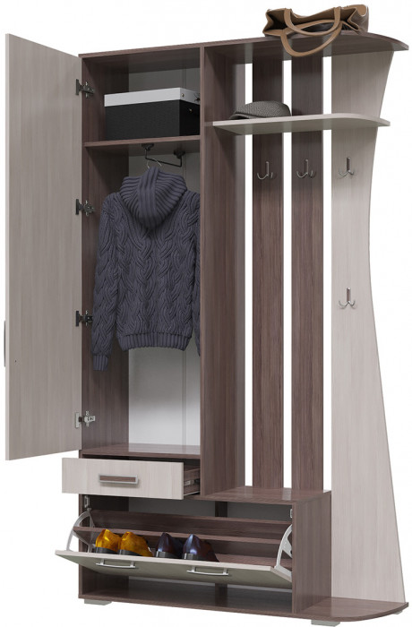 Прихожая 2-3424бод.тем/св Мокко, цвет бодега тёмный/бодега светлый, ШхГхВ 120х38х210 см., универсальная сборка