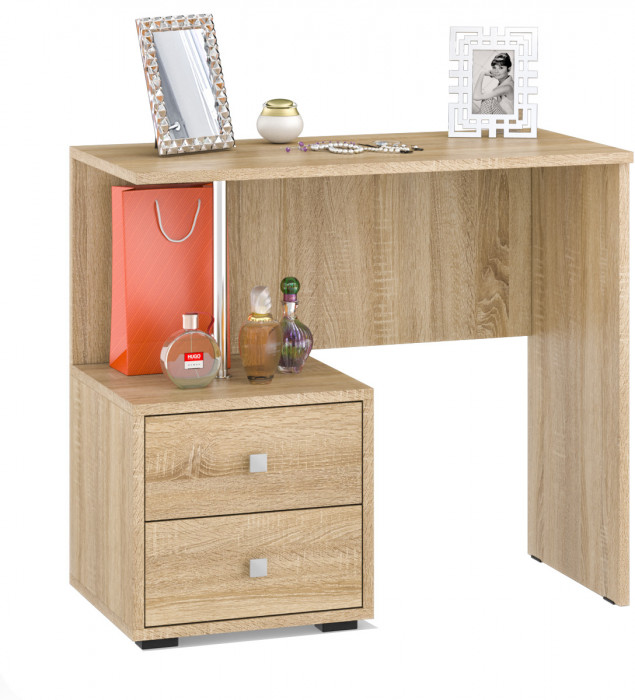 Камелия спальня № 10 Кровать с ящиками 1600 + Две тумбы + Стол косм. + Зеркало + Комод + Шкаф, цвет дуб сонома, 1600х2000 мм., б/м, осн. есть