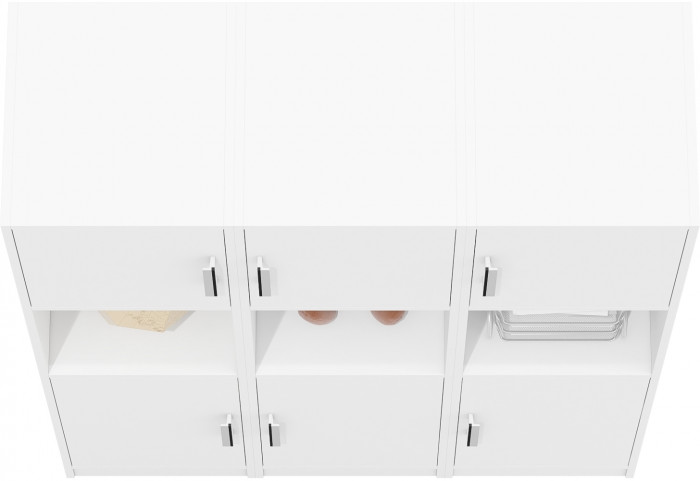 Три Пенала С-МД-СК9П к компьютерному столу С-МД-СК9, цвет белый шагрень, ШхГхВ 129х45х160 см., универсальная сборка