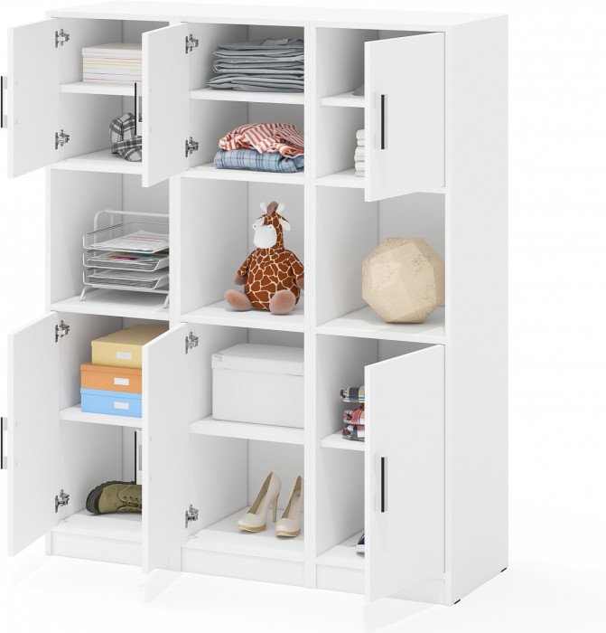 Три Пенала С-МД-СК9П к компьютерному столу С-МД-СК9, цвет белый шагрень, ШхГхВ 129х45х160 см., универсальная сборка