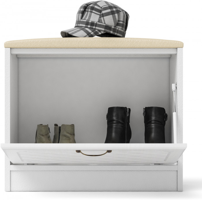 Прихожая П-6 Тумба, цвет белая шагрень/фасады МДФ белое дерево фрезеровка ромб, ШхГхВ 60х35х50 см.