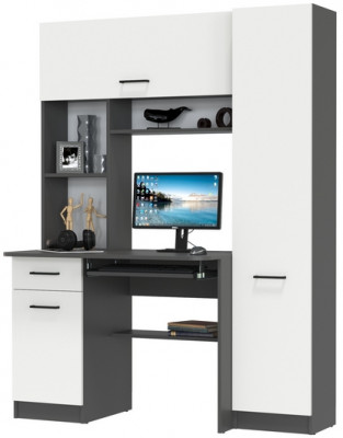 Стол рабочий 6-0603Мграф/бел Альфа, графит/белый