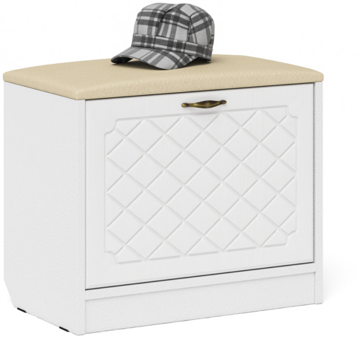 Прихожая П-6 Компоновка № 27, цвет белая шагрень/фасады МДФ белое дерево фрезеровка ромб, ШхГхВ 150х50х210 см., универсальная сборка