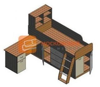 Детская кровать-чердак Дюймовочка-1, Дуб молочный / Зеленый