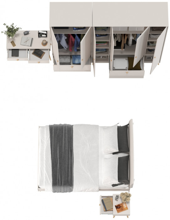 Афина Спальня 40-1400, цвет кашемир серый, сп.м. 1400х2000 мм., б/м, основание есть - фанера