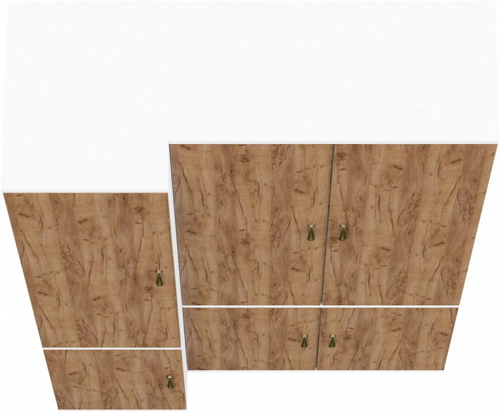 Лидер-8 Модуль Пенал МД 23Б + Шкаф МД 20Б, цвет белый шагрень/крафт золото, ШхГхВ 120х50х190 см., НЕ универсальная сборка