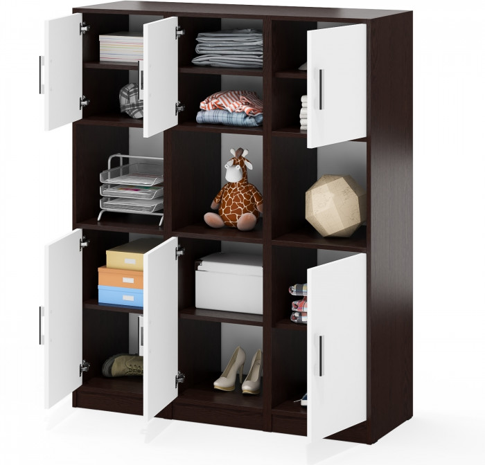 Три Пенала С-МД-СК9П к компьютерному столу С-МД-СК9, цвет венге/белый шагрень, ШхГхВ 129х45х160 см., универсальная сборка