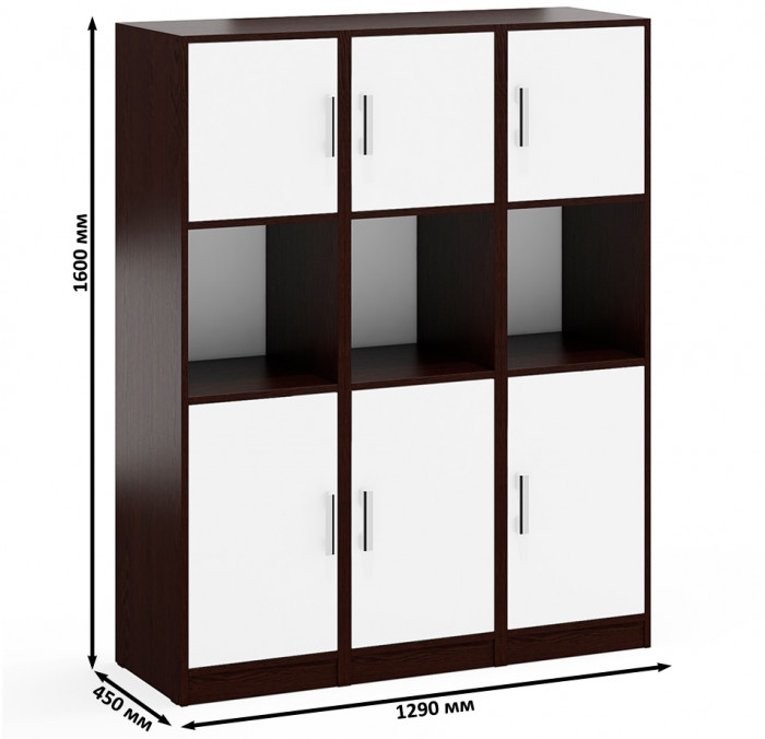 Три Пенала С-МД-СК9П к компьютерному столу С-МД-СК9, цвет венге/белый шагрень, ШхГхВ 129х45х160 см., универсальная сборка